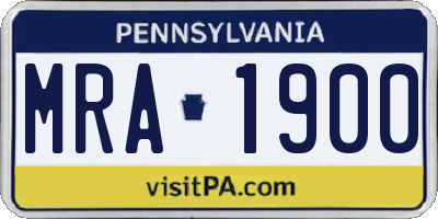 PA license plate MRA1900