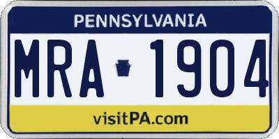 PA license plate MRA1904