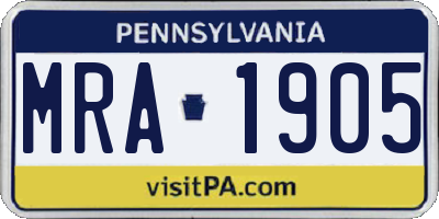 PA license plate MRA1905