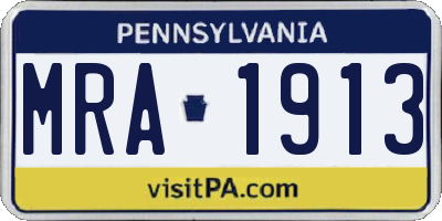 PA license plate MRA1913