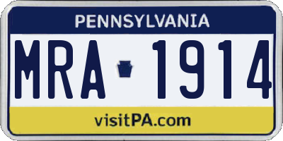 PA license plate MRA1914