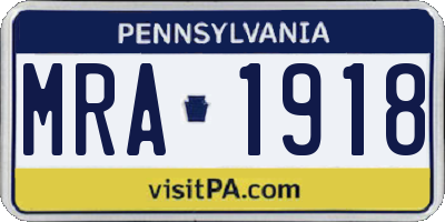 PA license plate MRA1918
