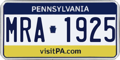 PA license plate MRA1925