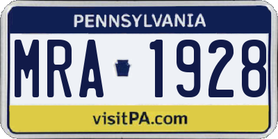 PA license plate MRA1928