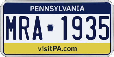 PA license plate MRA1935