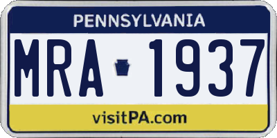 PA license plate MRA1937
