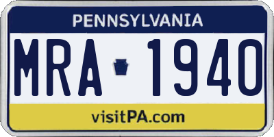 PA license plate MRA1940