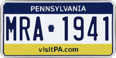 PA license plate MRA1941