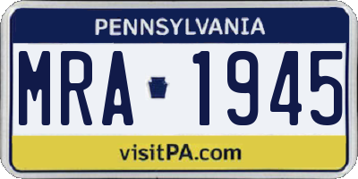 PA license plate MRA1945