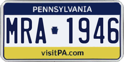 PA license plate MRA1946