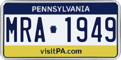 PA license plate MRA1949