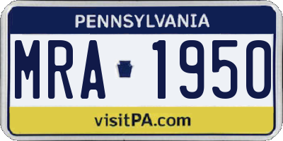 PA license plate MRA1950