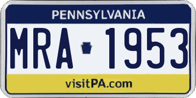 PA license plate MRA1953