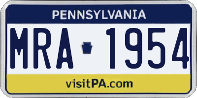 PA license plate MRA1954