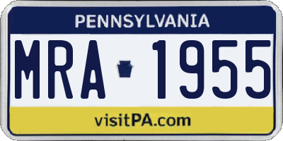 PA license plate MRA1955