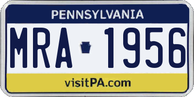 PA license plate MRA1956