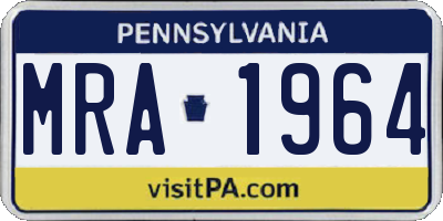 PA license plate MRA1964
