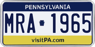 PA license plate MRA1965
