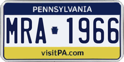 PA license plate MRA1966