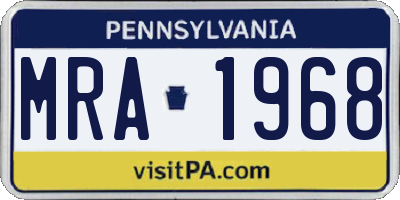 PA license plate MRA1968