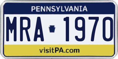 PA license plate MRA1970