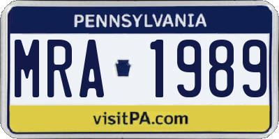 PA license plate MRA1989