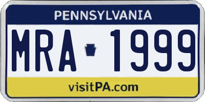 PA license plate MRA1999