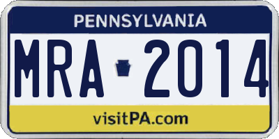 PA license plate MRA2014