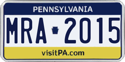 PA license plate MRA2015