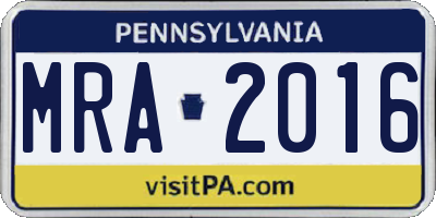 PA license plate MRA2016