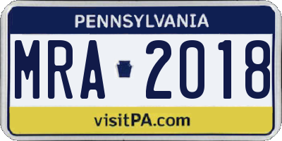 PA license plate MRA2018