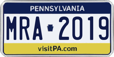 PA license plate MRA2019