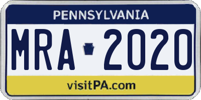PA license plate MRA2020