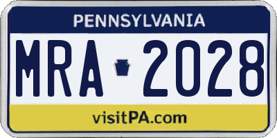 PA license plate MRA2028
