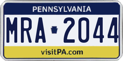 PA license plate MRA2044