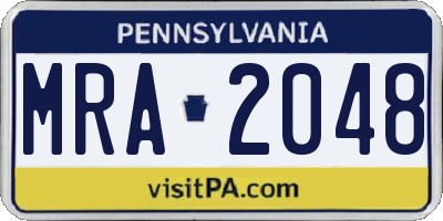 PA license plate MRA2048