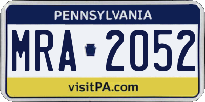 PA license plate MRA2052