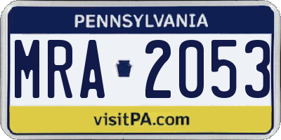 PA license plate MRA2053