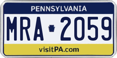 PA license plate MRA2059