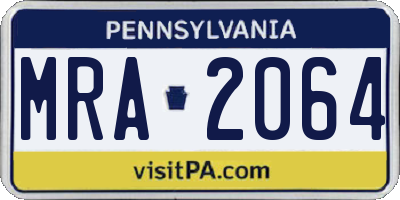 PA license plate MRA2064