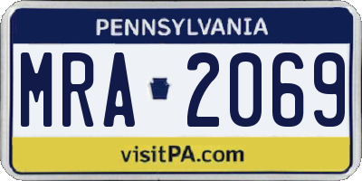 PA license plate MRA2069