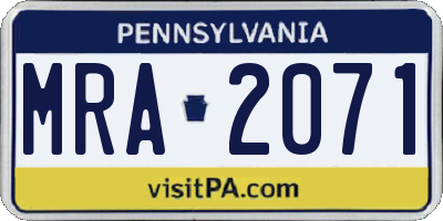 PA license plate MRA2071