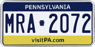 PA license plate MRA2072