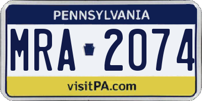 PA license plate MRA2074
