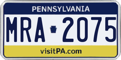 PA license plate MRA2075