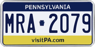 PA license plate MRA2079