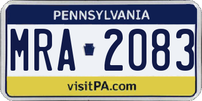 PA license plate MRA2083