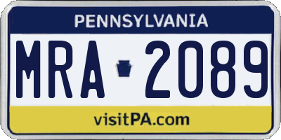 PA license plate MRA2089