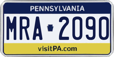 PA license plate MRA2090
