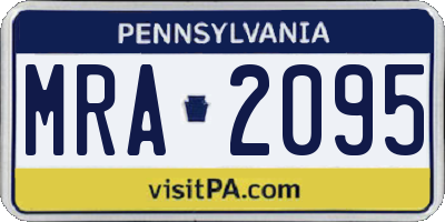 PA license plate MRA2095